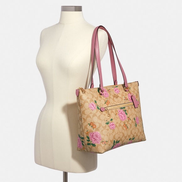 NWT💃Coach Gallery Tote Bag In Signature Canvas With Prairie Rose - Picture 3 of 10
